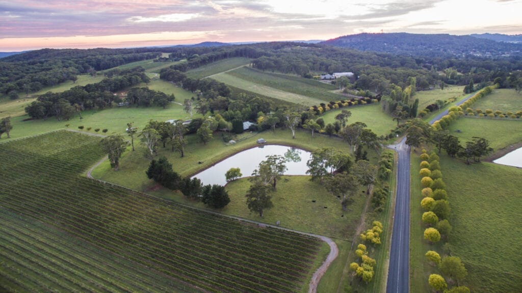 Scenic country views surrounding Centennial Vineyards, Bowral in the Southern Highlands region.