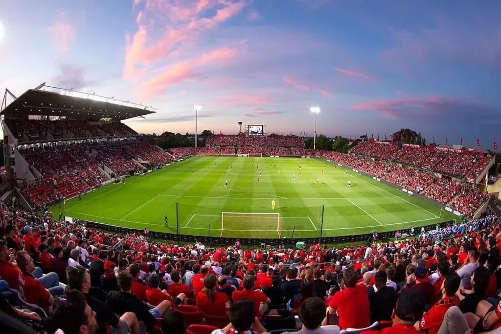 Hindmarsh Stadium, also known as Coopers Stadium, in Adelaide