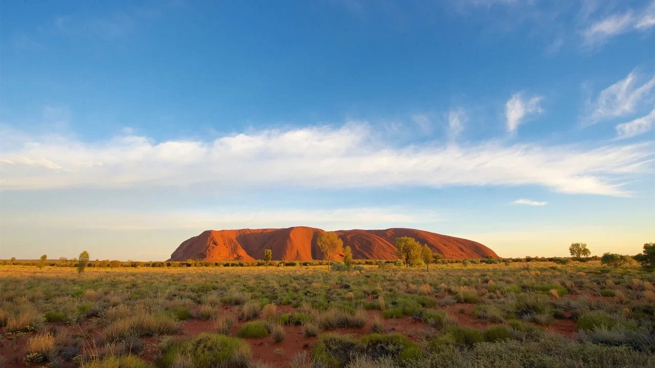 Uluru in the Red Centre of Australia at day.