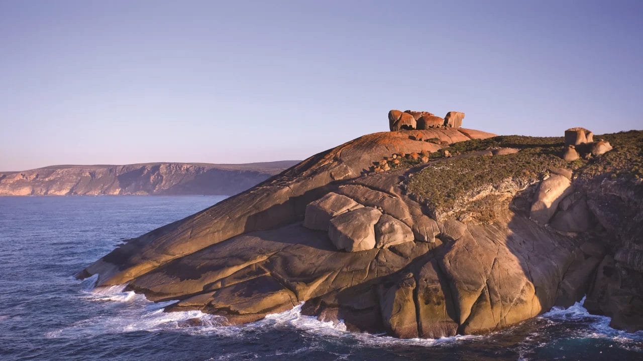 Remarkable Rocks in Flinders Chase National Park from the ocean.